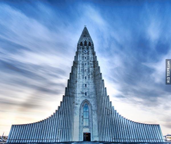 1. 冰岛大教堂 The Church of Hallgrímur (ReykjavÃ­k, 冰岛)