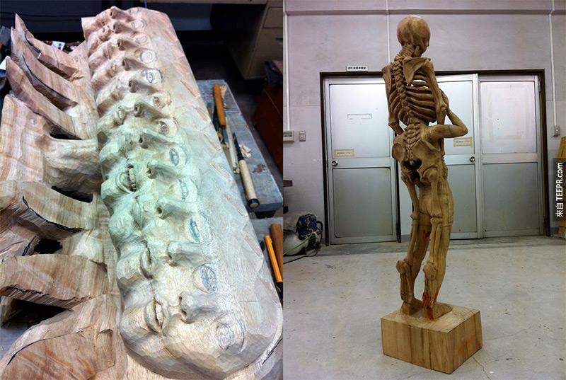 Unusual Sculptures of People and Skeletons Chiseled from Wood by Yoshitoshi Kanemaki wood sculpture 