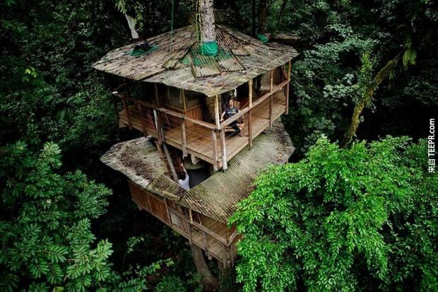 這兩個層次的哥斯達黎加樹屋是專為環保。