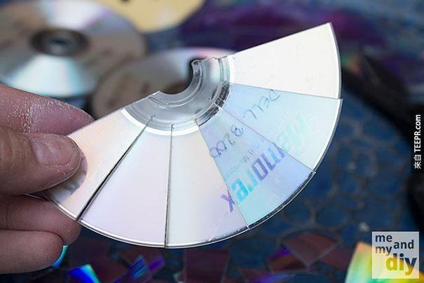 3. Old CDs made into a mosaic bowl