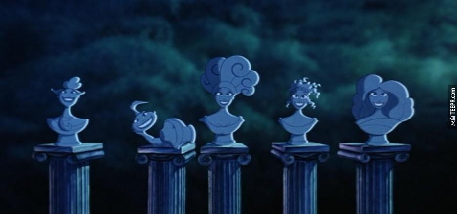 在电影海格力士中，缪斯女神唱这首“I Won't Say I'm In Love＂时出现的大理石像，跟另一部迪士尼电影“鬼屋”中出现的石像都安排在相同的位置上。