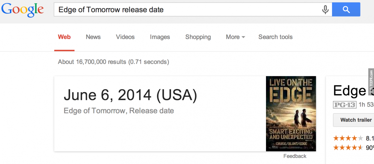 #11. Google 可以告诉你最新电影的上映日期。