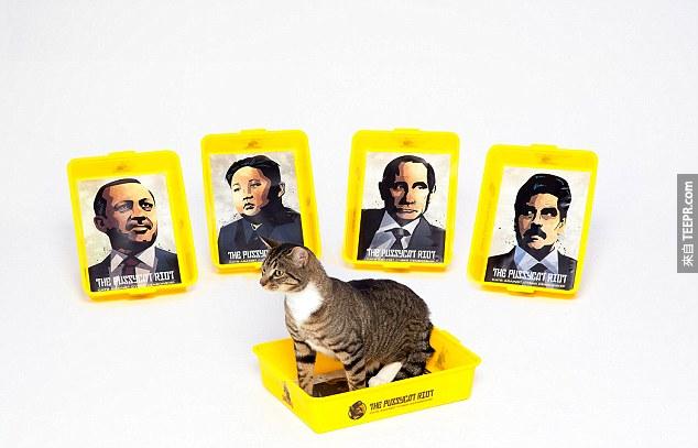 Other world leaders with questionable track records on internet censorship, such as Turkey's Recep Tayyip Erdogan and Egypt's Abdel Fattah El Sisi, feature on litter trays