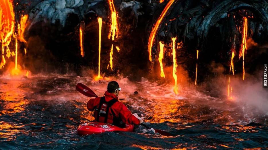 夏威夷水火同缘的Lava Kayaking