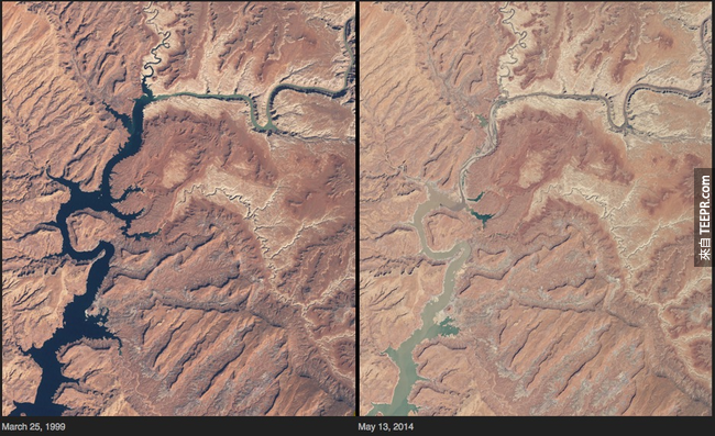 1）干旱 - 鲍威尔湖，亚利桑那州/犹他州