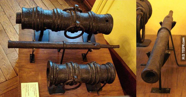 13. 長管炮：這是中世紀的火槍、會用於馬背上，是現代火炮的前身。