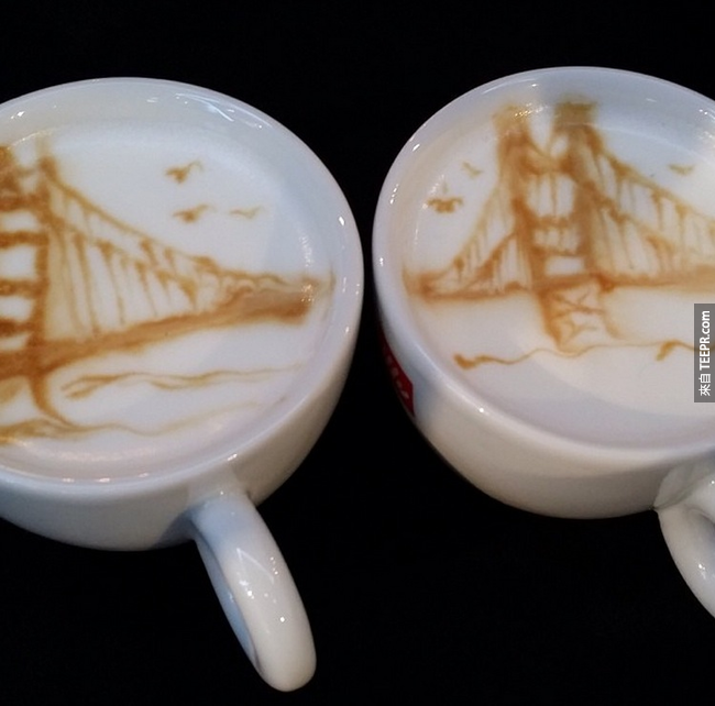 用两杯咖啡来完成旧金山金门大桥(San Francisco Golden Gate Bridge)！