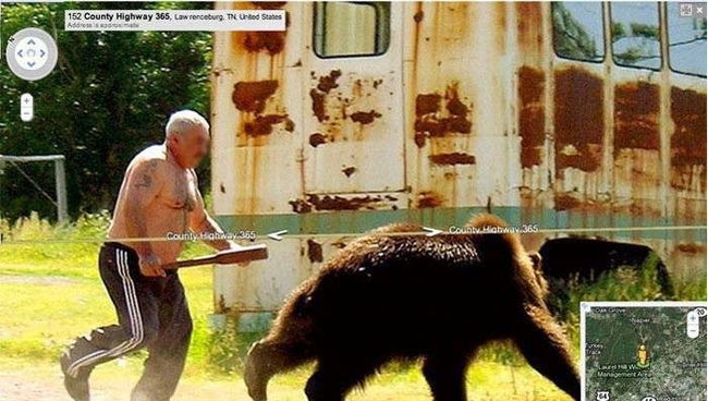 2.一个俄罗斯的男人正在追熊。(战斗民族都这样的吗？)