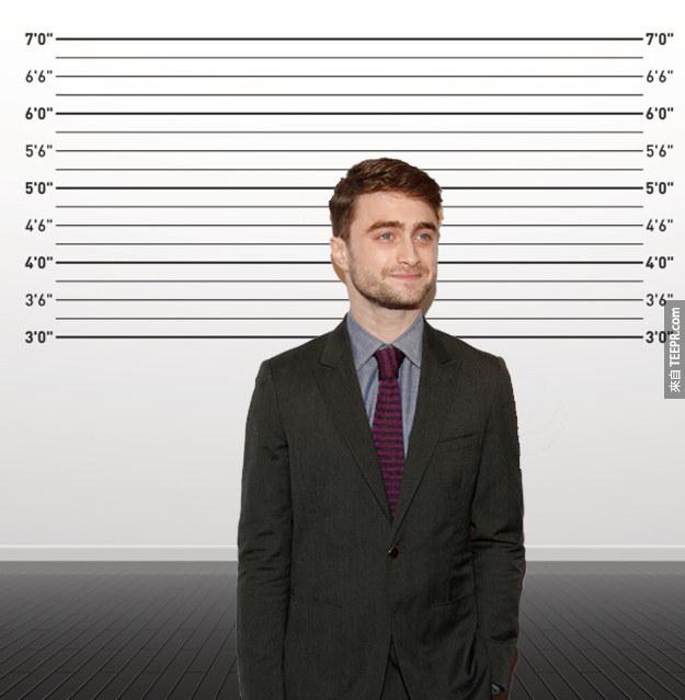 2. 哈利波特(Harry Potter)丹尼尔·雷德克里夫(Daniel Radcliffe)：身高165cm
