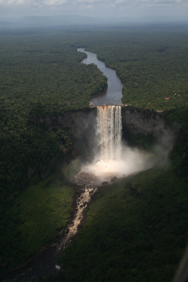 19. 南美洲盖亚那(Guyana)的凯厄图尔瀑布(Kaieteur Falls)。