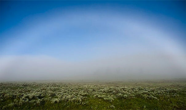 3. 白色的彩虹：这是拱型的雾的模样。