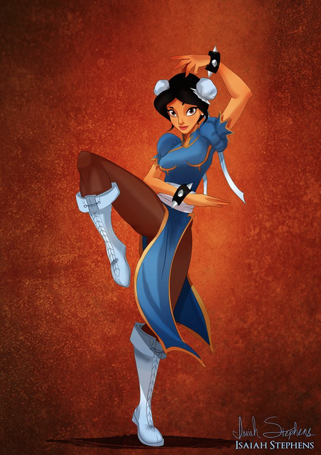 《阿拉丁》茉莉公主 扮演《快打旋風》的春麗 (Jasmine from Aladdin as Chun-Li from Street Fighter)