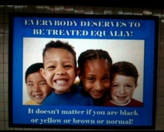 4. 這張完全失敗透頂的種族平等海報。