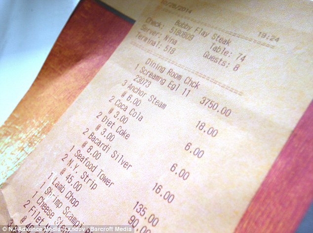 Sticker shock: When the diners received the bill, with a wine they thought was only $37.50, they were shocked to find it was more than $4,000 thanks to the bottle of Screaming Eagle