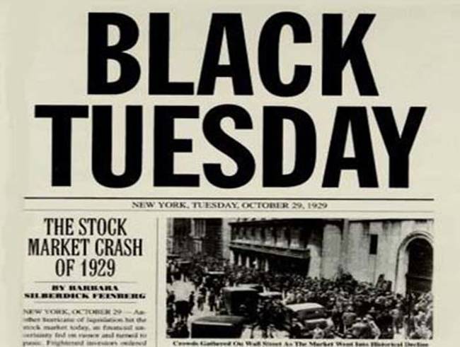 到了10月29日，美國股市完全的崩盤了，而這天又被稱為「黑色星期二」。