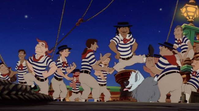 14.) 有一些在男主角Eric船上跳舞的船員，其實就是依據動畫製作團隊的樣貌下去畫的喔！比方說，像在甲板上跳舞的船員，其實是一位名叫Razoul Azadani的動畫師，他到現在有時候還是會和知名動畫導演Ron Clements和John Musker合作唷！