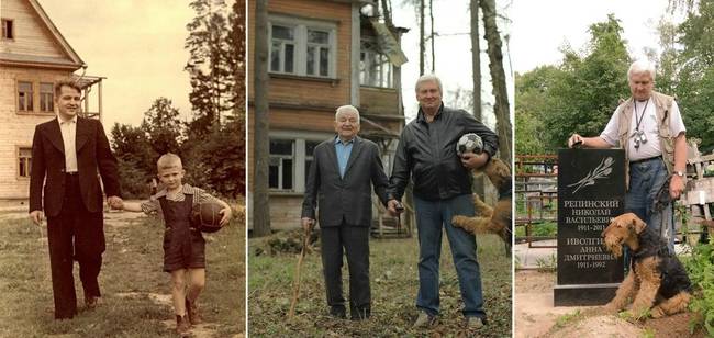 父親與兒子於1949年、2009年、和2011年拍的照片。