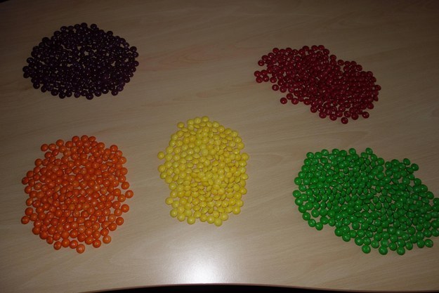 让我们把这些色彩缤纷的Skittles彩虹糖分类一下吧！