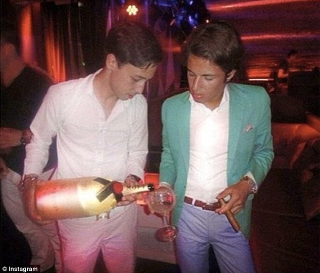 Pre-drinks: Midnight was a distant thought when these two already started on the Moet magnum and cigars