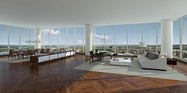 An unknown buyer has shattered Manhattan real estate records, plunking down $100.47million on a 10,923-square-foot penthouse apartment occupying the entire 89th and 90th floors of One57