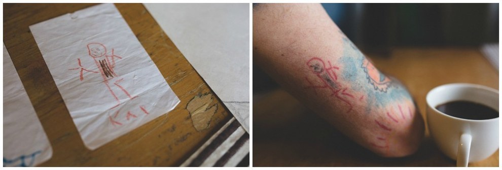 Anderson takes his son's doodles and turns them into beautiful tattoos.
