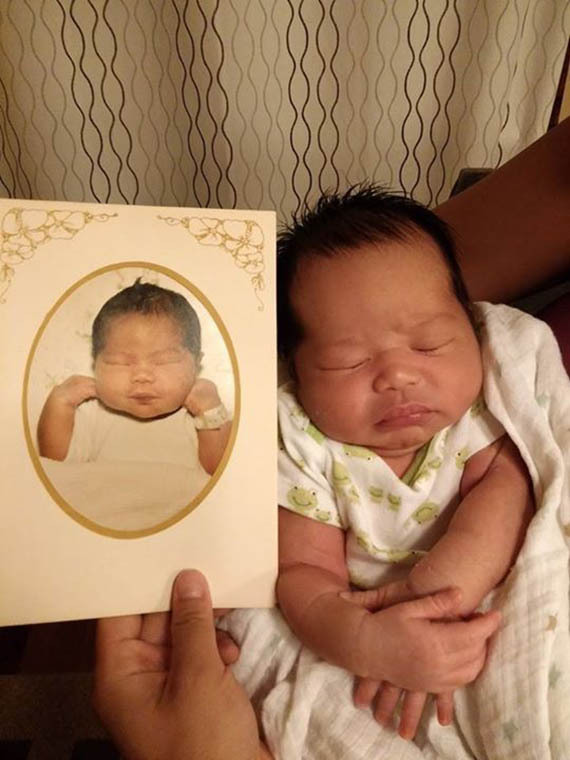 8. 妈妈刚出生时的照片 vs. 10天大的女儿