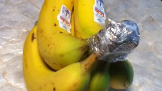 Keep Bananas Fresh Longer Using Plastic Cling Wrap
