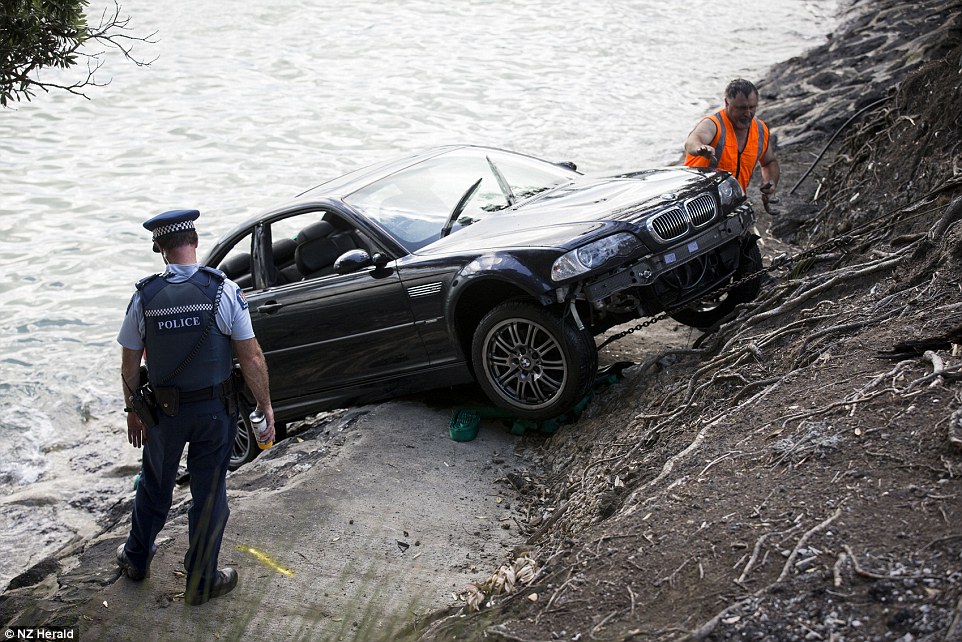 The woman is lucky to be alive after the frightening accident where her car careered into the harbour