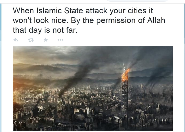 民视新闻在今天稍早发表了一则报导，报导里头提及了伊斯兰国在官方的推特 (Twitter) 帐号上头，发布了一张台北101遭到恐怖攻击的灾后的废墟画面，一旁还讲述著「当伊斯兰国来攻击你的城市时，下场不会太好看。在真主阿拉许可之下，那一天不远了。」