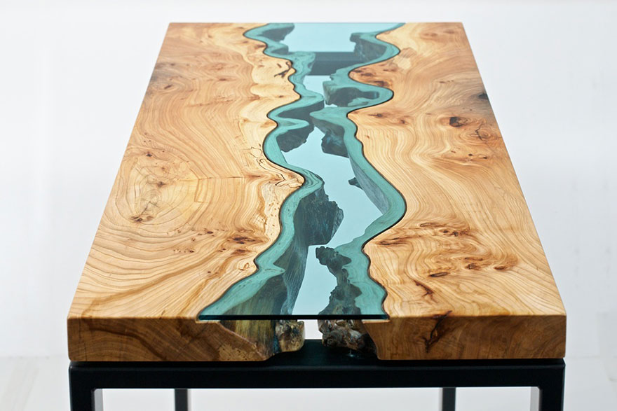 玻璃河造型的桌子！