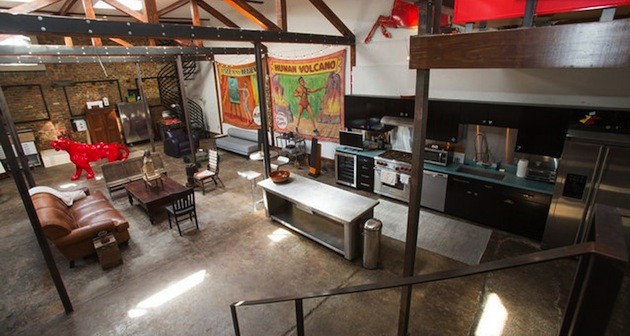 From above, the living, cooking, and dining areas all flow together. This would be a pretty great place for a party.