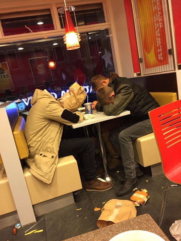 Spending the night in a Burger King.