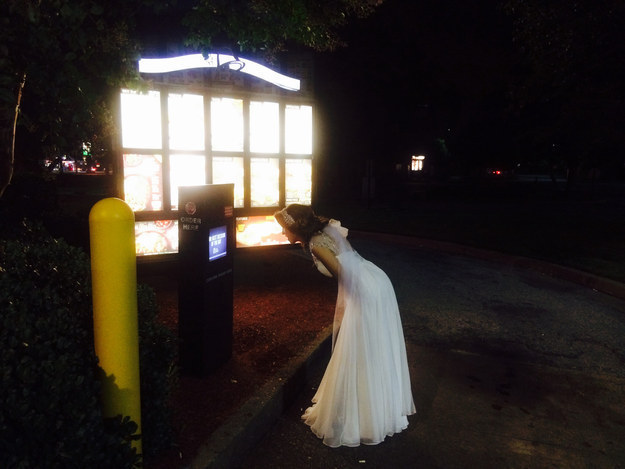 Walking through the Taco Bell drive-thru after your wedding reception.