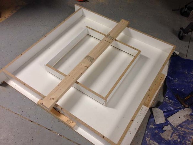 Then he made the mold for the top of the table. 