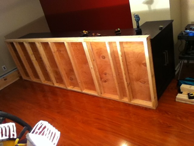 In order to have added detailing on the bar, he built a wooden frame that would act as a support.