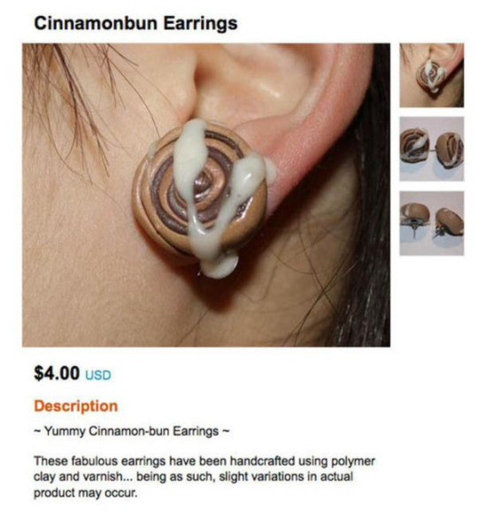 这个肉桂卷造型的耳环设计...