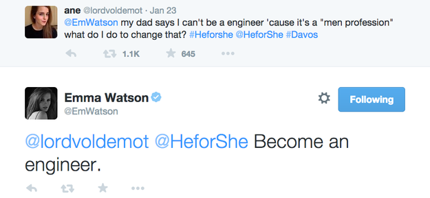 And when Emma Watson gave this career advice to a young woman.