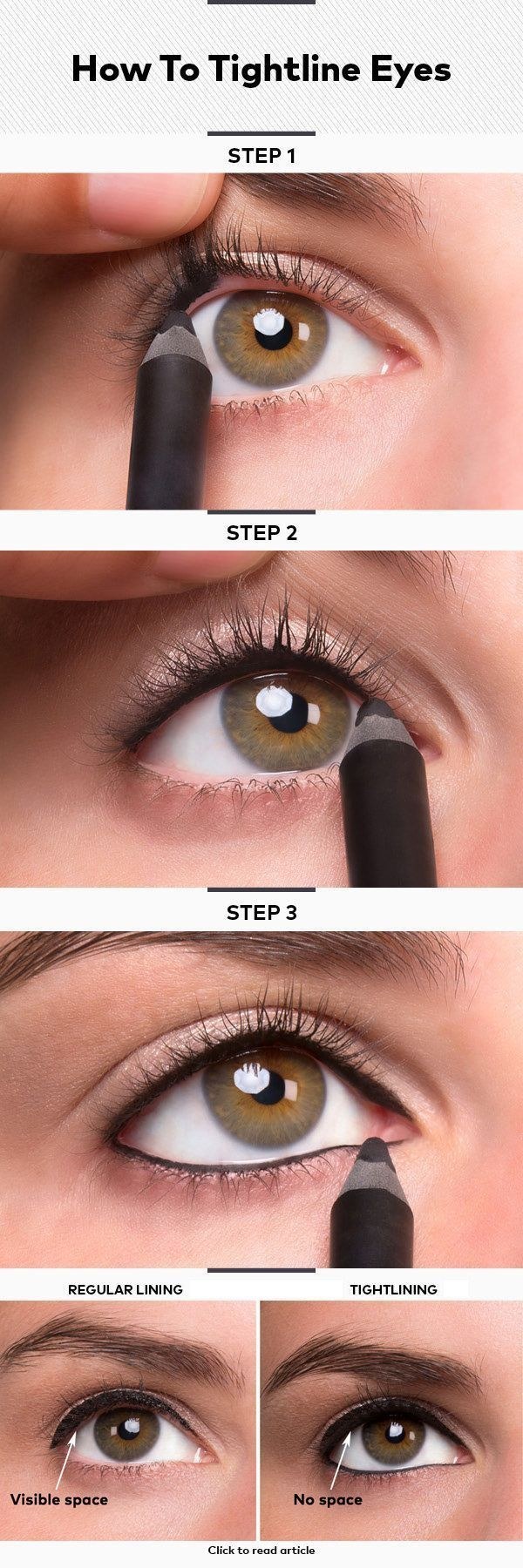 If you think eyeliner looks a little too intense on your face, try tightlining — which is putting the liner *beneath* your lash line.