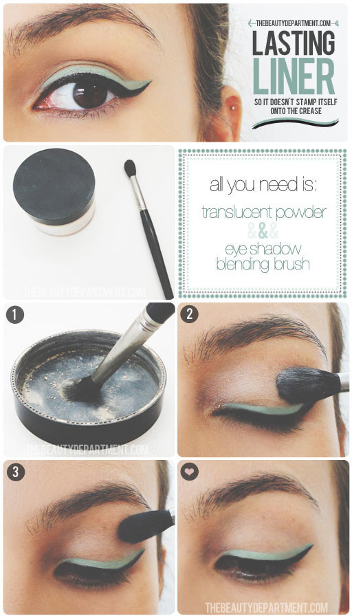 Once you have your eyeliner where you want it, prevent the dreaded crease stamp with the help of a little translucent powder.
