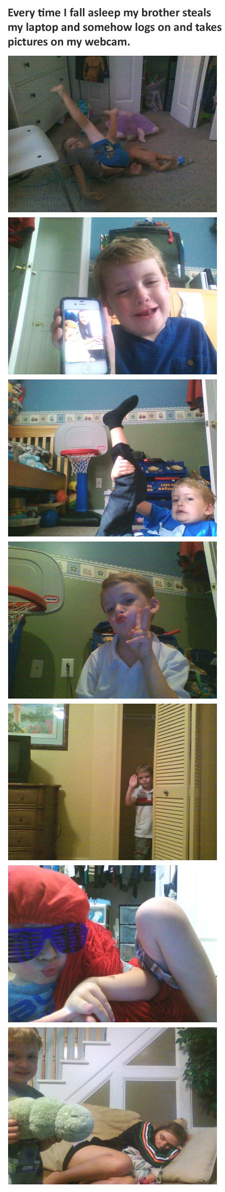 This little brother absolutely killing the selfie game.