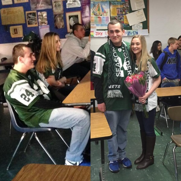 Sarah Kardonsky asks Mike Pagano a Jets Fan to Prom with the help of the actual Jets he said yes
