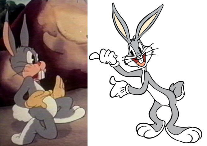 Bugs Bunny in 1940 and today.