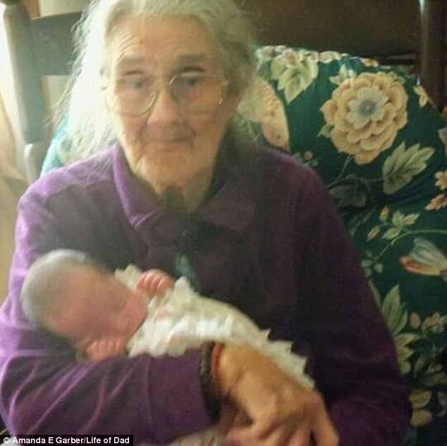 Jennifer Browder Goodman from South Carolina submitted this image of her grandmother holding her daughter for the first time 'She will be 95 in August!' she wrote