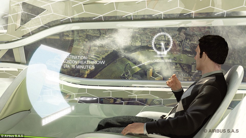 在他們所公開的模擬圖當中，可以看出貌似透明的機身，同時還有觸控式的科技。如同下圖的機身，乘客行經英國倫敦的時候，就可以看到倫敦眼的標示，另外還會附註它是如何建造的。