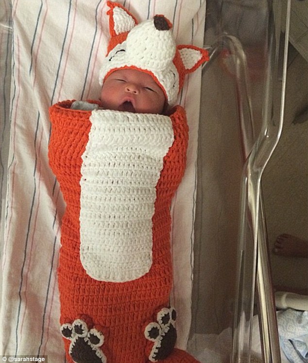 So precious: Sarah shared this adorable picture of her newborn baby, James Hunter, on Instagram