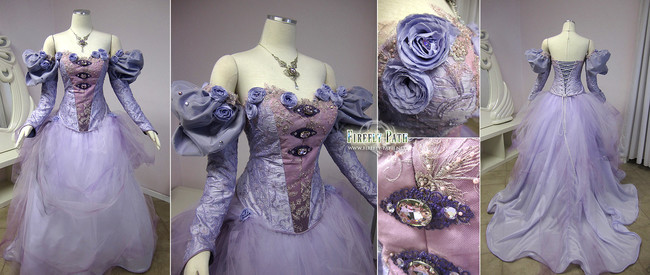 This gown is a dressier take on the gown worn by Lady Almathea in <i>The Last Unicorn</i> (who is really a unicorn in human form). This was one of Elam's favorite characters growing up.