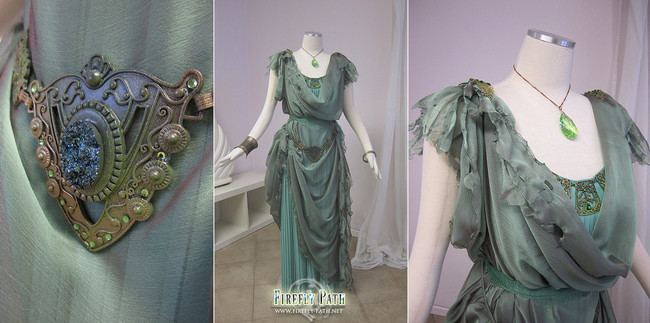 This Grecian gown was inspired by both Greek mythology and nature, and is an homage to Aktaie, a sea nymph who lived on the shore.