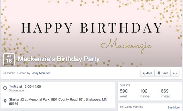 Within hours the post went viral, local news outlets were on the phone, and Mackenzie suddenly had hundreds of people wanting to come to her birthday bash.