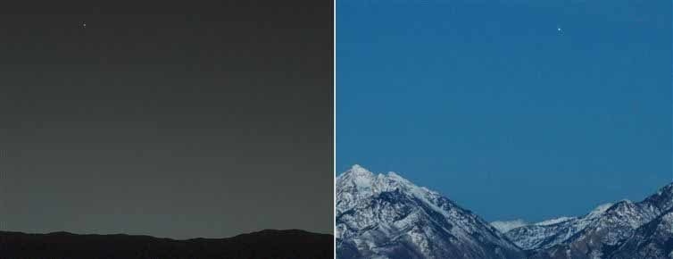 The view from Mars to Earth, and from Earth to Mars.