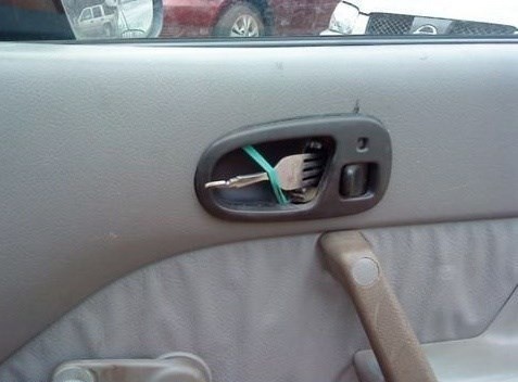 "A car door handle for eating on-the-go."